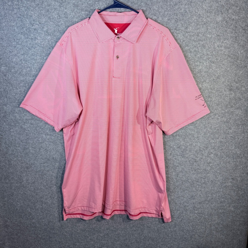 F&G Tech Mens 2XL Red White Stripe Golf Polo Shirt St Johns University‎